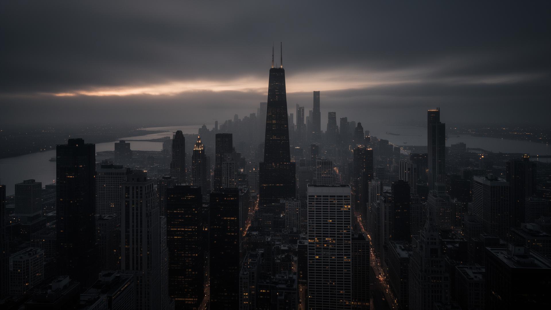 Chicago skyline at dusk